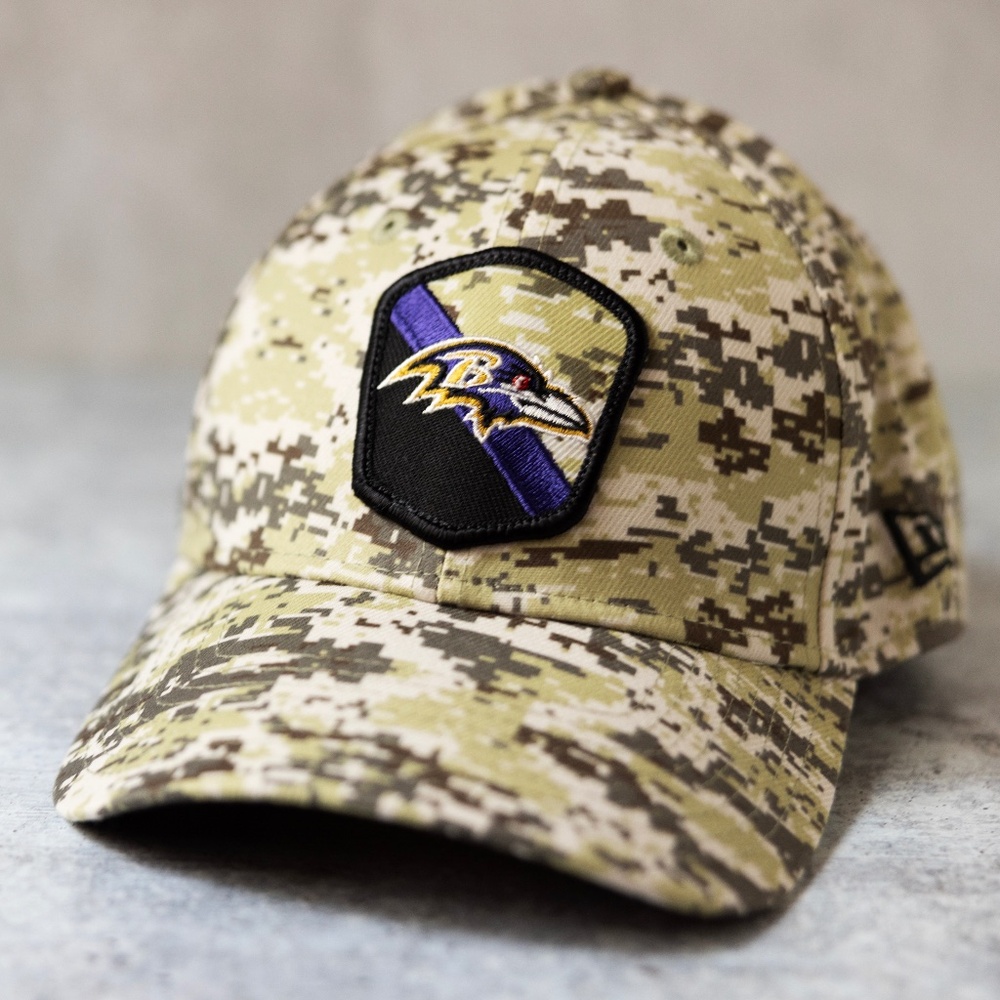 Baltimore Ravens New Era 39THIRTY 2023 Salute to Service NFL Camo Hat Sz S/M